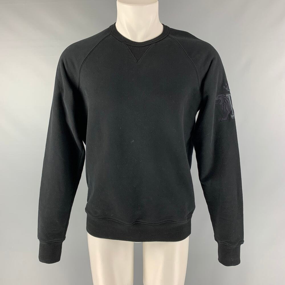 BARACUTA Size M Black Solid Cotton Crew-Neck Sweatshirt
